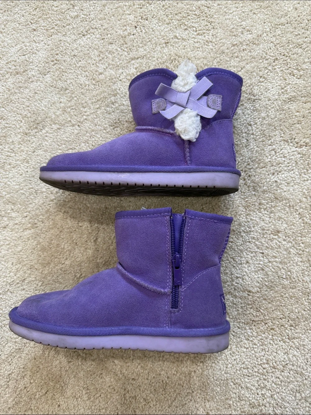 Koolaburra Purple Girls Bow Fleece-Lined Kids Boots